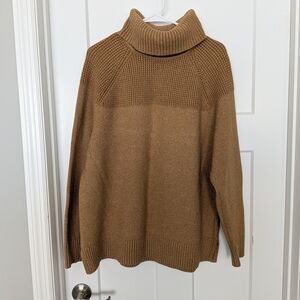 LL Bean Cozy, Waffle Turtle neckBean Tan Knit Sweater